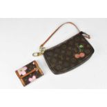 LOUIS VUITTON; a monogram Cerises Pochette Takashi Murakami 2005, with a brass tone keyring embossed