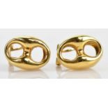 A pair of 18ct yellow gold coffee bean ear studs, length 17.5mm, combined approx 9.07g. Condition