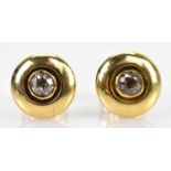 A pair of 18ct yellow gold diamond set ear studs, set with round brilliant cut diamonds, each approx