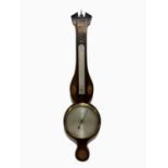 VECCHIO DUBLIN; an early 19th century inlaid mahogany wheel barometer with silvered dial, height