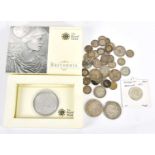 A collection of Edward VII and George V threepences, with shillings and half crowns, also a 2010 1oz