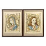 A pair of late 17th/early 18th century Italian silk embroidered panels, possibly for book covers,