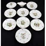 HEREND; eight large dinner plates in the 'Rothschild Birds' pattern, diameter 28cm, and a matching