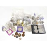 A collection of assorted predominantly British coins, including commemorative examples, foreign,