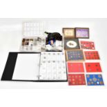 A collection of 19th century and later British coins, to include an 1889 silver crown in white metal