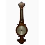 A CASARRELLI, LIVERPOOL; an early Victorian walnut wheel barometer, with silvered dial, height