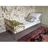 A pair of gilt metal single beds, in Victorian style, height 90cm, length 206cm, width 85cm (2).