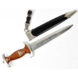 A WWII German Third Reich SA dagger, the 22cm double-edged blade inscribed 'Alles Für