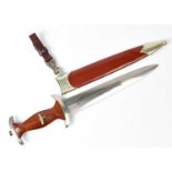 A WWII German Third Reich SA dagger, the 22cm double-edged blade inscribed 'Alles Für