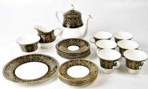 WEDGWOOD; a 'Caernarvon' tea service, comprising teapot, sugar bowl, milk jug, six cups, six