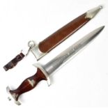 JOSEF MÜNCH, BROTTERODE; a WWII German Third Reich SA dagger, the 22cm double-edged blade
