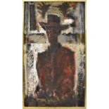MAX NIGEL BYRON EDEN (1923-2014); mixed media, portrait of a man in a hat, unsigned, indistinctly