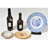 SHIP WRECK INTEREST; a 19th century transfer printed blue and white plate recovered from the
