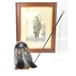 A white metal mounted ebonised swagger stick, topped with 'Liverpool Rifles' crest, length 69.5cm,