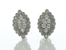 9ct White Gold Marquise Cluster Diamond Stud Earring 0.16 Carats