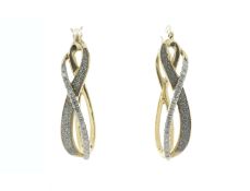 14ct Yellow Gold 'Infinity' Diamond Hoop Earring 0.25 Carats