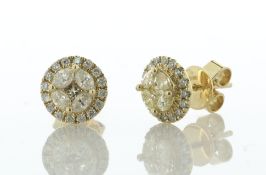14ct Yellow Gold Cluster Diamond Stud Earring 0.66 Carats