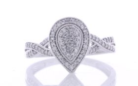 14ct White Gold Pear Cluster Diamond Ring 0.33 Carats