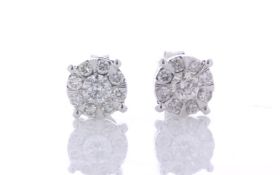 9ct White Gold Round Cluster Diamond Stud Earring 0.50 Carats