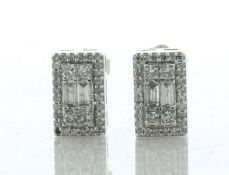 9ct White Gold Emerald Cluster Diamond Stud Earring 0.50 Carats