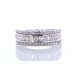 14ct White Gold Semi Eternity Fancy Diamond Ring 1.00 Carats