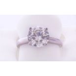 18ct White Gold Single Stone Prong Set Diamond Ring 2.67 Carats