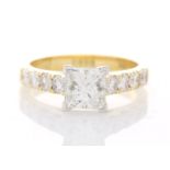 18ct Yellow Gold Single Stone Princess Cut Diamond Ring (1.00) 1.60 Carats