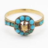 15ct gold antique turquoise dress ring (as found) (1.9g) Size O