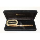 Vintage Waterman C/F Gold Plated Fountain Pen 18ct Gold Nib Writing Boxed - Dip Tested & Writing