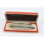 Vintage Waterman 513 Grey Fountain Pen Set w/ 14ct Gold Nib, Matching Pencil Etc - w/ 14ct Gold Nib,
