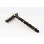 Vintage Waterman Ideal Green Cased Fountain Pen 14ct Gold Nib Writing - Dip Tested & WRITING Signs