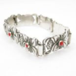 Sterling Silver Hans Jensen Bracelet with Coral 17g