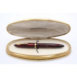 Vintage Sheaffer Balance Red Stripe Fountain Pen 14ct Gold Nib Writing Boxed - Dip Tested &