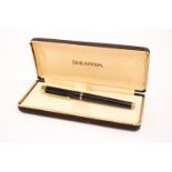Vintage Sheaffer Targa Black Lacquer Fountain Pen 14ct Gold Nib Writing Boxed - Dip Tested & WRITING