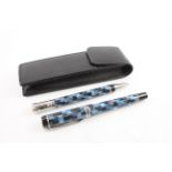 Parker Duofold International Blue Check Fountain Pen Set 18ct Nib Writing - w/ Matching Ballpoint (