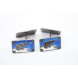 Einar Modahl of Norway Sterling Silver Enamel Cufflinks w/ Polar Bear Design (10g)