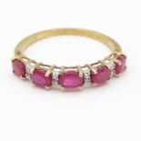 9ct gold diamond ruby ring (1.6g) Size P