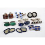 Collection of Sterling Silver Cufflinks inc. Wedgwood, Enamel, Gemstone x 8 (101g)