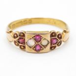 15ct gold opal and ruby ring (2.7g) Size P
