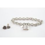 Collection of Sterling Silver Tiffany & Co Jewellery inc. Padlock Bracelet, Stud Earrings x 2 (26g)