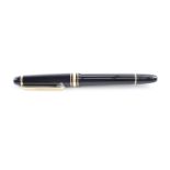 Montblanc Meisterstuck Black Fountain Pen 14ct White Gold Nib Writing - Dip Tested & Writing