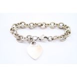 Tiffany & Co Sterling Silver Belcher Link Bracelet w/ Heart Tag (35g)