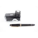 Montblanc Meisterstuck Black Fountain Pen 14ct White Gold Nib Writing - Dip Tested & Writing w/