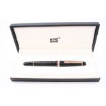Montblanc Meisterstuck 90 Black & Rose Gold Fountain Pen 14ct Nib Writing Boxed - Dip Tested &