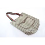 Gucci GG Supreme Canvas Large Tote Bag Red Green Web Stripe Brown Leather Trim -