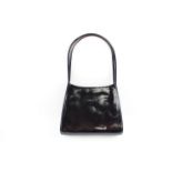 Gucci Handbag Vintage Black Patent Leather Shoulder Bag w/ GG Lining - Gucci Handbag Vintage Black