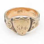9ct gold antique mourning ring as found (2.9g) Size N 1/2