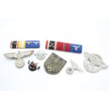 WW2 German Badges- Ribbon Bars Inc Pith Helmet Eagle, Police Cap Badge, Etc - WW2 German Badges-