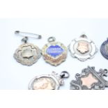 6 x Antique / Vintage .925 Sterling Silver Fobs / Medallions Inc Rolled Gold 48g - Please see all