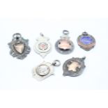 6 x Antique / Vintage .925 Sterling Silver Fobs / Medallions Inc Rolled Gold 43g - Please see all